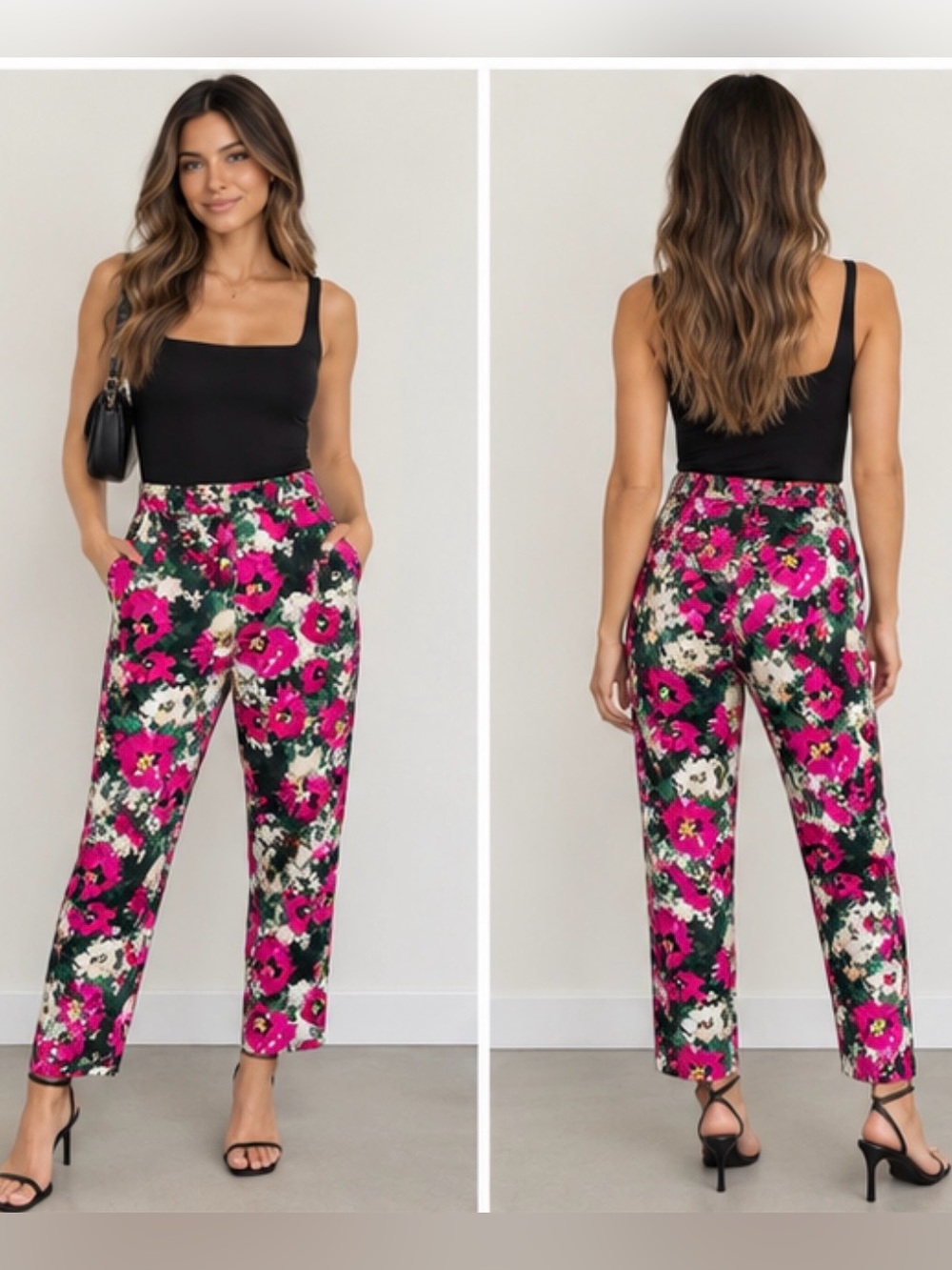 H&M Floral Cigarette Pants Size 4 Y2K 2000s Coquette Cottagecore Retro
